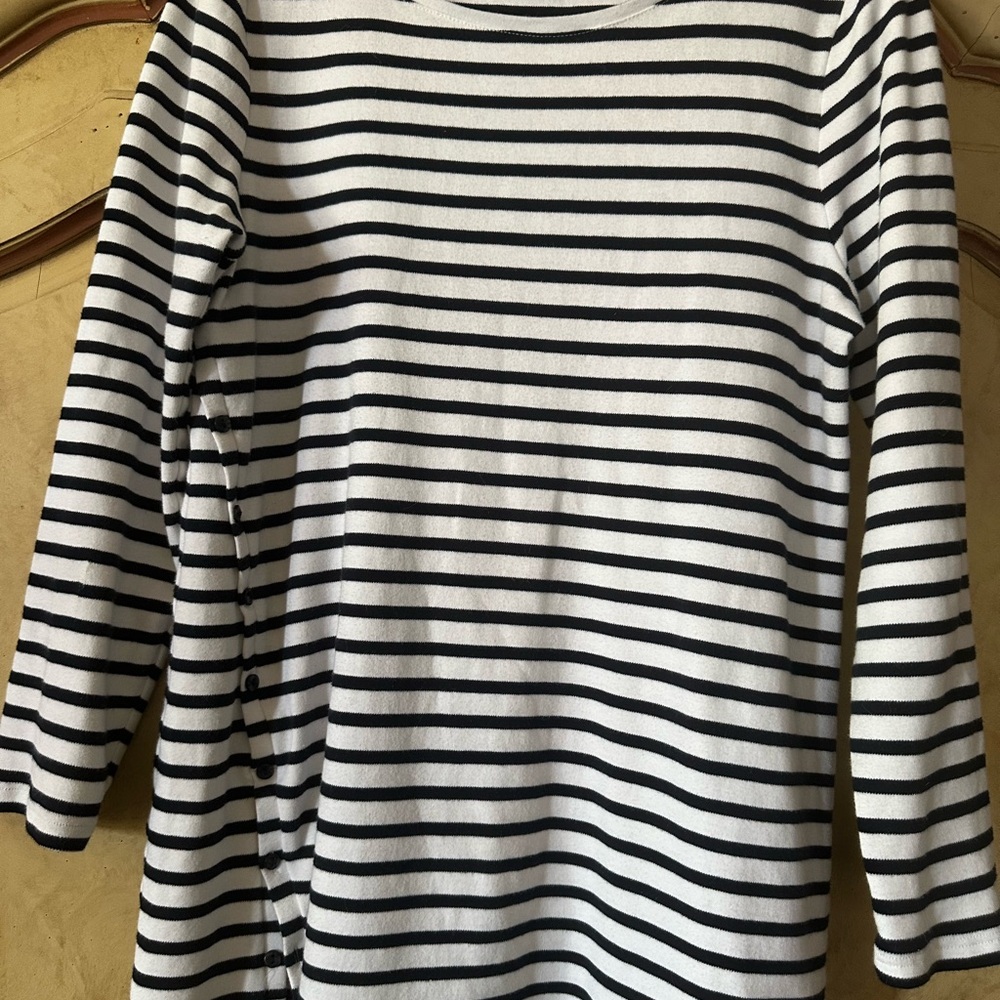 Chico's Black and White Striped Top Size 1